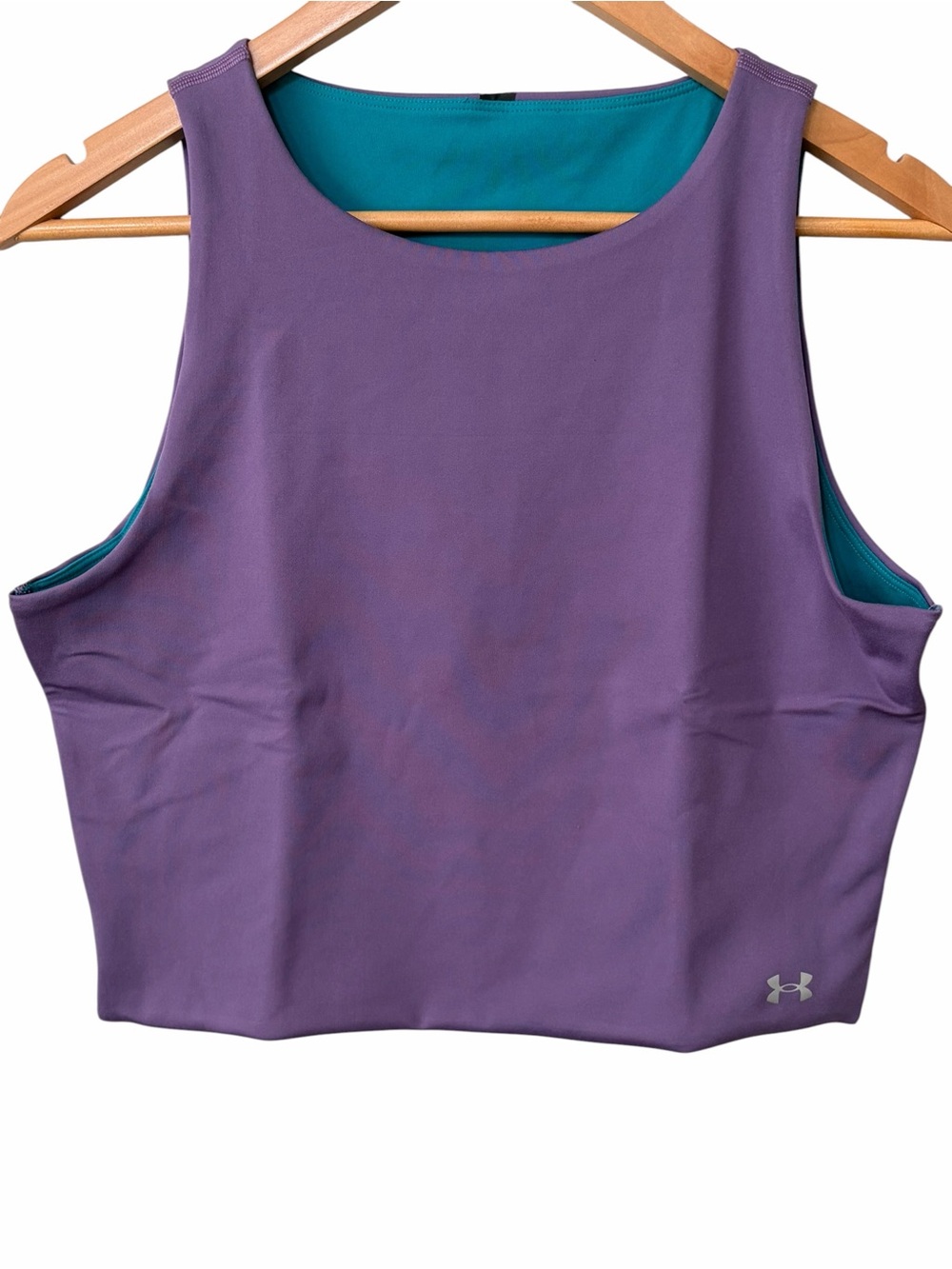 Under Armour Purple Crop Tank with Teal Lining